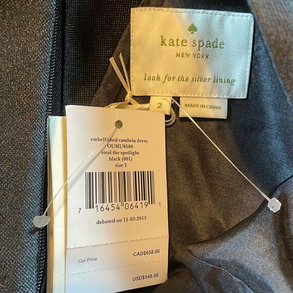 Kate Spade Embellished Cambria Dress Black 2 - Picture 5 of 7